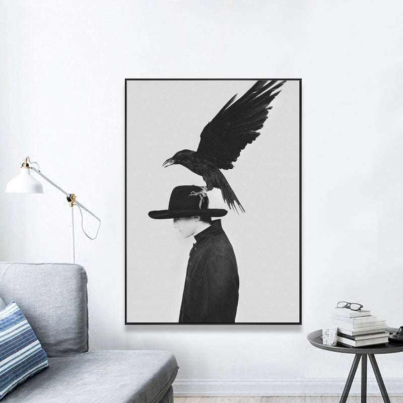 Vintage Chic Figure Canvas Print Light Color Textured Wall Art Decor for Dining Room Grey Clearhalo 'Arts' 'Canvas Art' 1761162