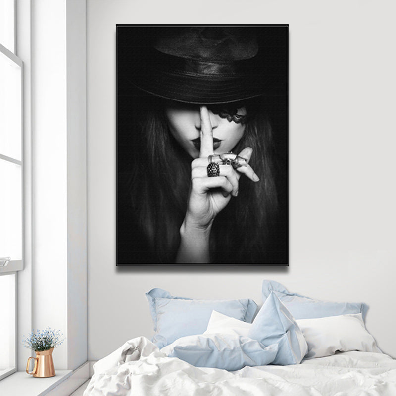 Vintage Chic Figure Canvas Print Light Color Textured Wall Art Decor for Dining Room Dark Gray Clearhalo 'Arts' 'Canvas Art' 1761166
