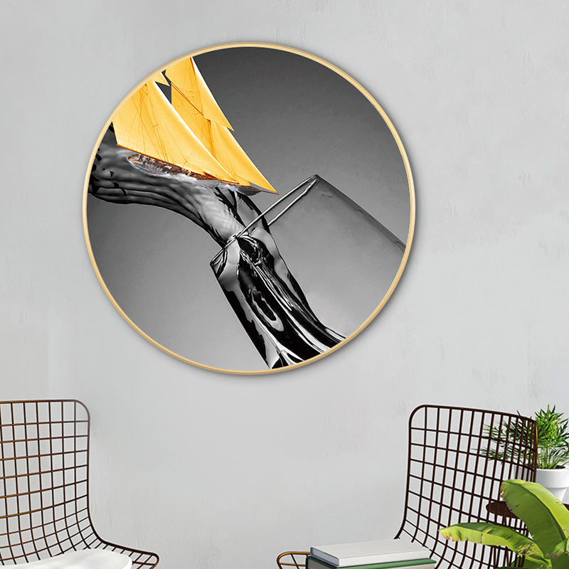 Gray Wine Glass Painting Textured Contemporary Style Dining Room Canvas Wall Art Clearhalo 'Art Gallery' 'Canvas Art' 'Contemporary Art Gallery' 'Modern' Arts' 1761224