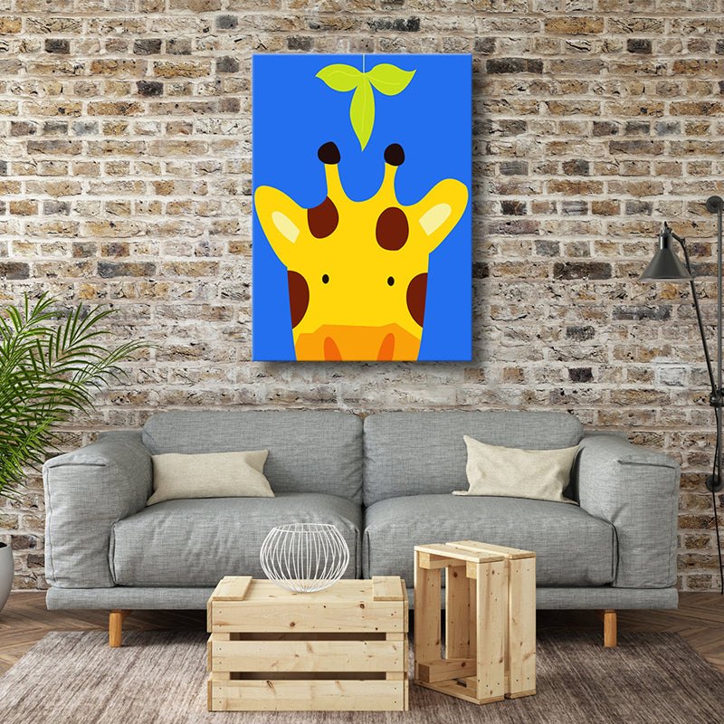 Illustration Animal Wall Art Decor Pastel Color Kids Style Canvas Print for House Interior Clearhalo 'Art Gallery' 'Canvas Art' 'Kids' Arts' 1761228