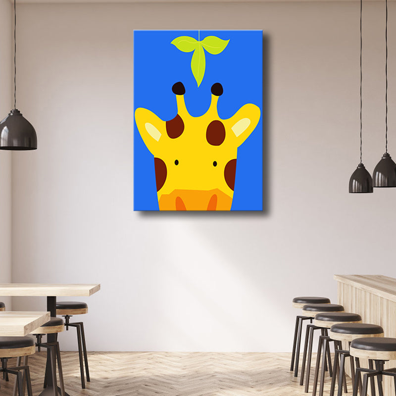 Illustration Animal Wall Art Decor Pastel Color Kids Style Canvas Print for House Interior Clearhalo 'Art Gallery' 'Canvas Art' 'Kids' Arts' 1761229