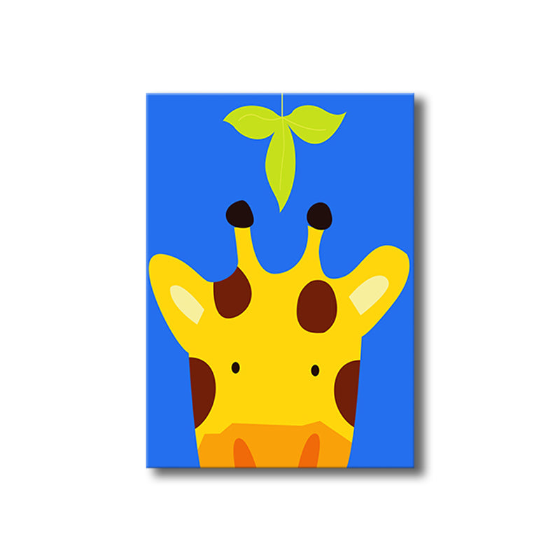 Illustration Animal Wall Art Decor Pastel Color Kids Style Canvas Print for House Interior Clearhalo 'Art Gallery' 'Canvas Art' 'Kids' Arts' 1761230