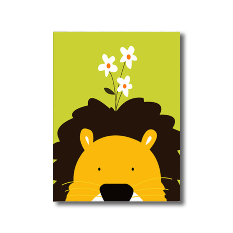 Illustration Animal Wall Art Decor Pastel Color Kids Style Canvas Print for House Interior Clearhalo 'Art Gallery' 'Canvas Art' 'Kids' Arts' 1761237