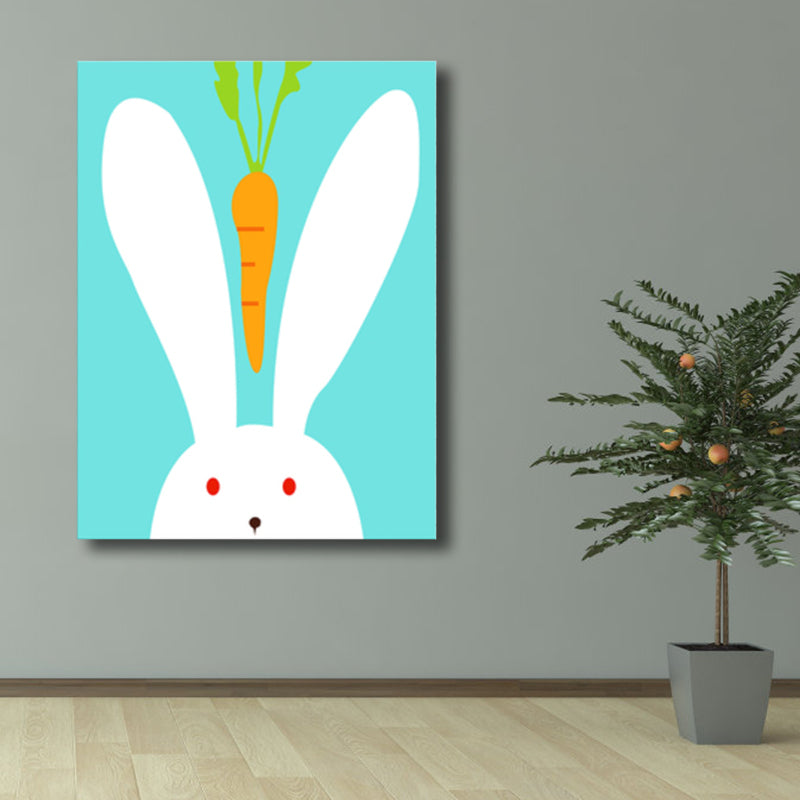 Illustration Animal Wall Art Decor Pastel Color Kids Style Canvas Print for House Interior White Clearhalo 'Art Gallery' 'Canvas Art' 'Kids' Arts' 1761238