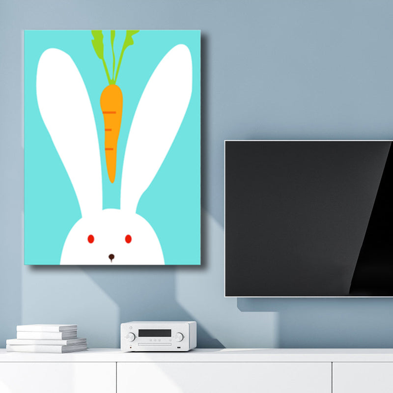 Illustration Animal Wall Art Decor Pastel Color Kids Style Canvas Print for House Interior Clearhalo 'Art Gallery' 'Canvas Art' 'Kids' Arts' 1761239