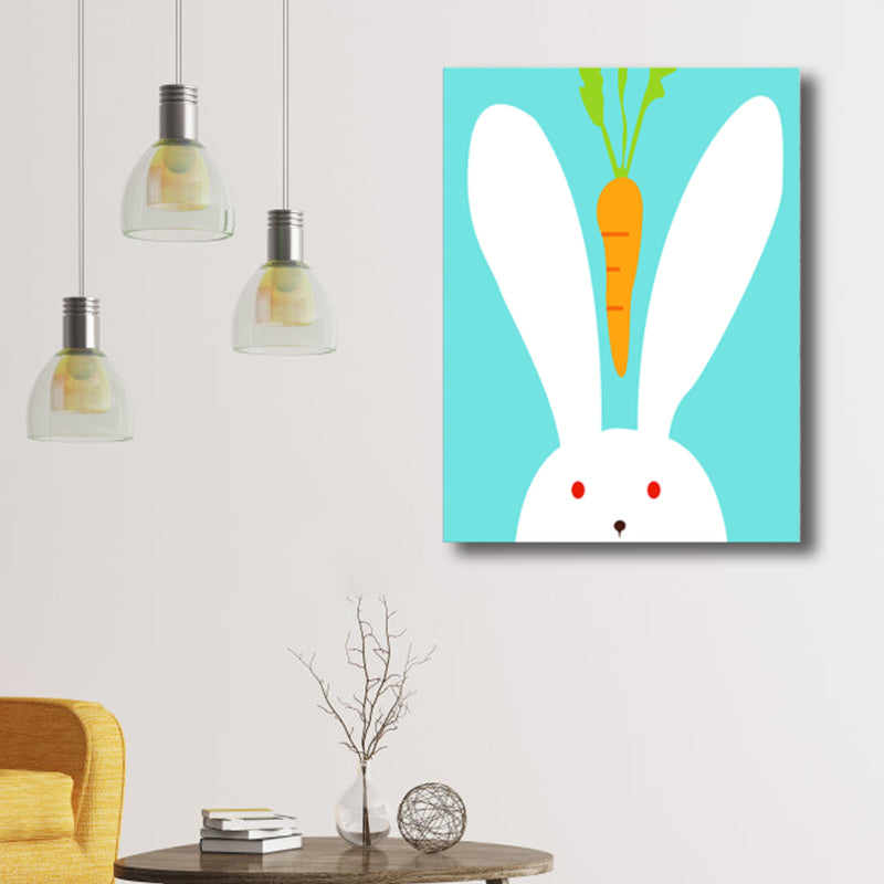 Illustration Animal Wall Art Decor Pastel Color Kids Style Canvas Print for House Interior Clearhalo 'Art Gallery' 'Canvas Art' 'Kids' Arts' 1761240