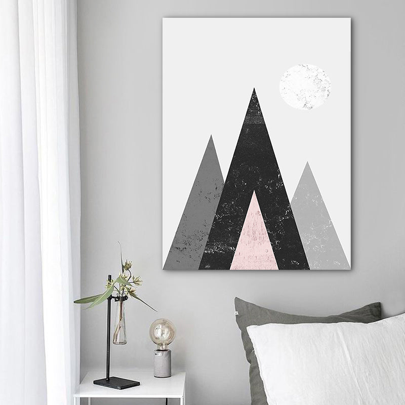 Rolling Mountains Wall Decor Pastel Color Scandinavian Style Canvas for Dining Room Grey Clearhalo 'Arts' 'Canvas Art' 1761249
