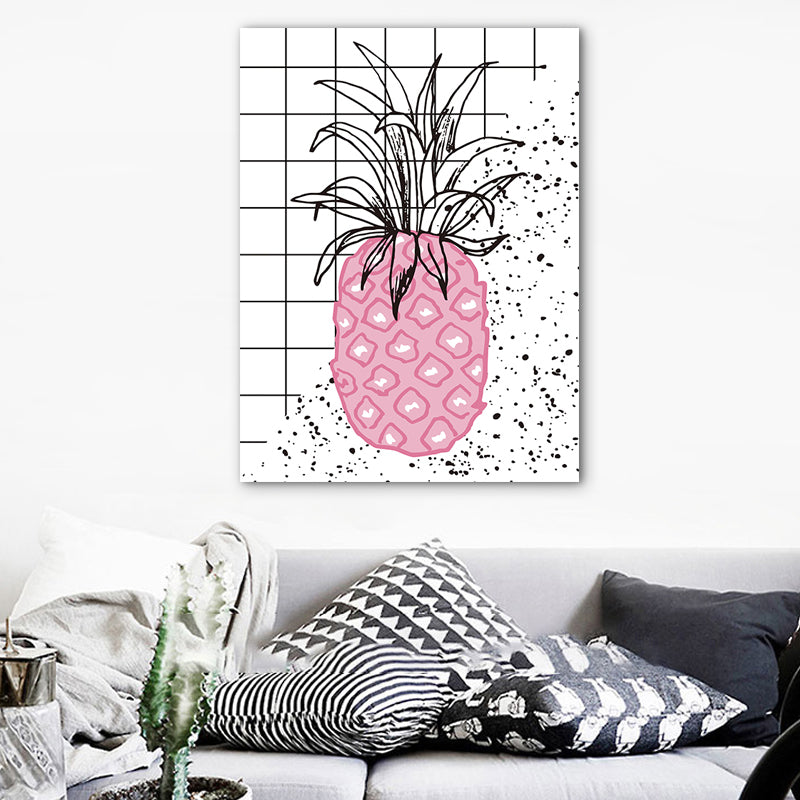 Scandinavian Stylish Foods Wall Art Decor Pastel Color Dining Room Wrapped Canvas Pink Clearhalo 'Arts' 'Canvas Art' 1761260