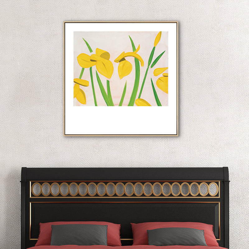 Nordic Drawing Tulip Flowers Art Print Canvas Textured Pastel Wall Decor for Room Clearhalo 'Arts' 'Canvas Art' 1761265