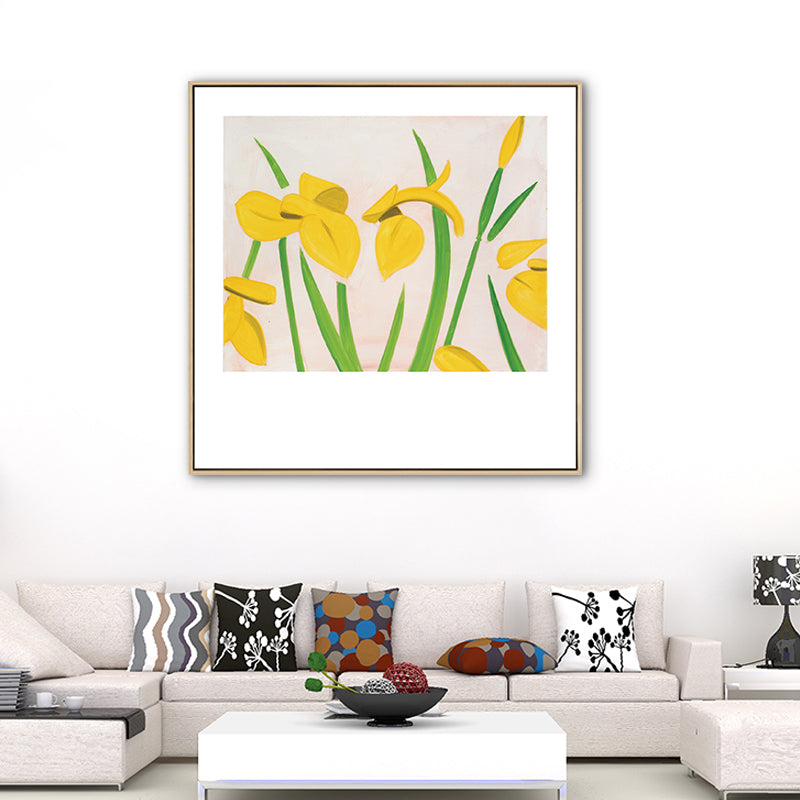 Nordic Drawing Tulip Flowers Art Print Canvas Textured Pastel Wall Decor for Room Clearhalo 'Arts' 'Canvas Art' 1761266