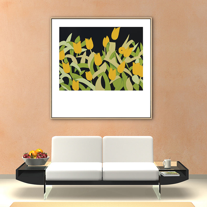 Nordic Drawing Tulip Flowers Art Print Canvas Textured Pastel Wall Decor for Room Clearhalo 'Arts' 'Canvas Art' 1761273