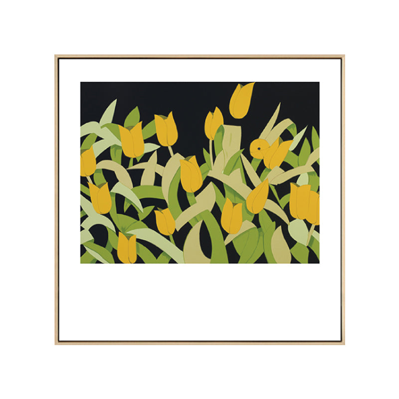 Nordic Drawing Tulip Flowers Art Print Canvas Textured Pastel Wall Decor for Room Clearhalo 'Arts' 'Canvas Art' 1761274