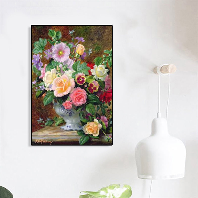 Canvas Textured Art Print Impressionism Flower Arrangement Painting, Multiple Sizes Pink Clearhalo 'Arts' 'Canvas Art' 1761286