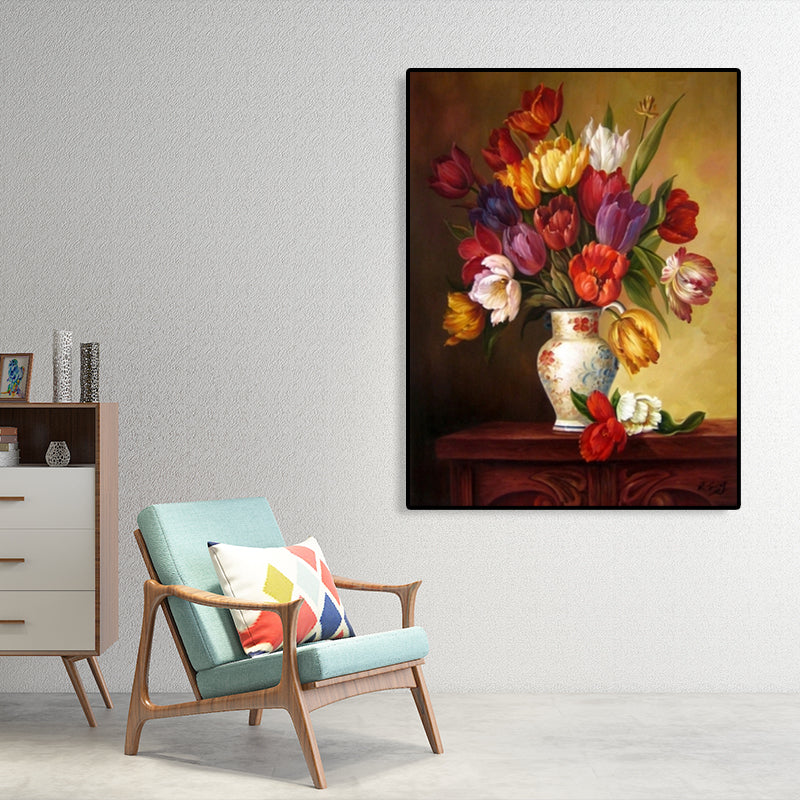 Canvas Textured Art Print Impressionism Flower Arrangement Painting, Multiple Sizes Brown Clearhalo 'Arts' 'Canvas Art' 1761290