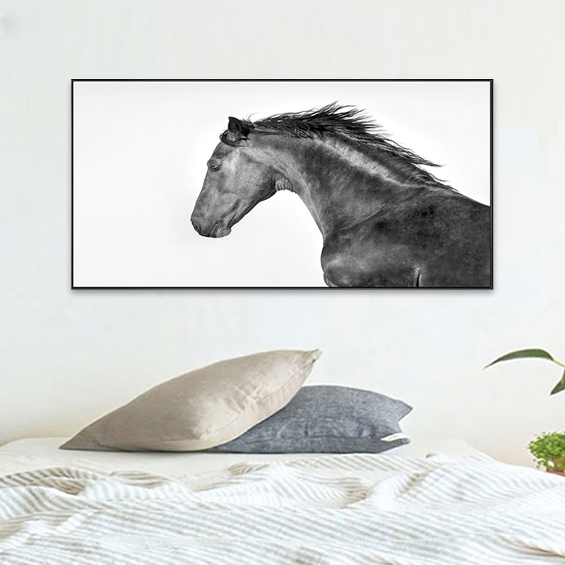 Modern Horse Wall Decor Boys Bedroom Canvas Art Print in Soft Color, Multiple Sizes Clearhalo 'Art Gallery' 'Canvas Art' 'Contemporary Art Gallery' 'Modern' Arts' 1761332