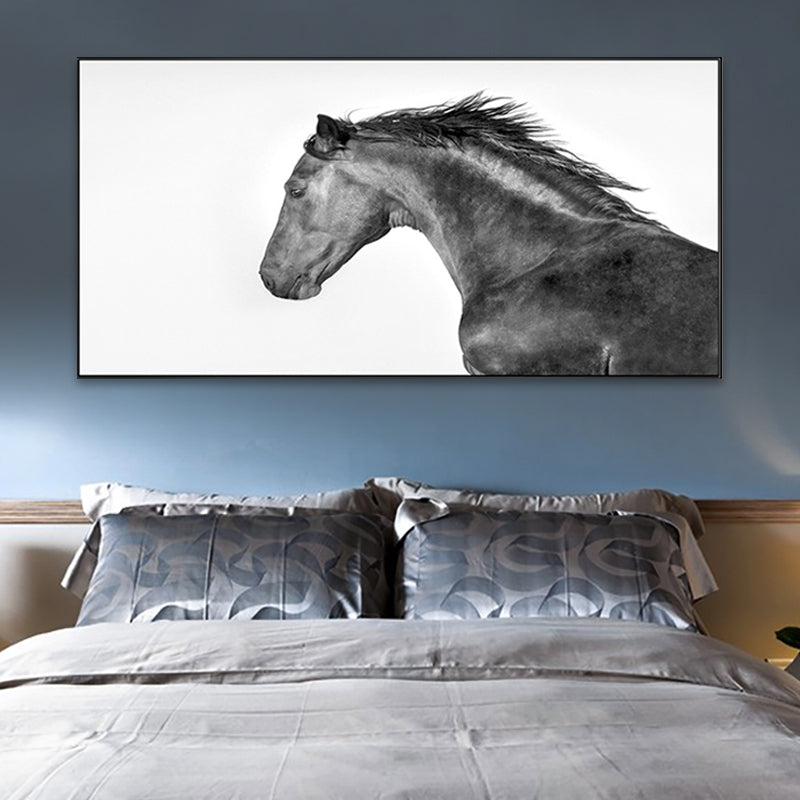 Modern Horse Wall Decor Boys Bedroom Canvas Art Print in Soft Color, Multiple Sizes Clearhalo 'Art Gallery' 'Canvas Art' 'Contemporary Art Gallery' 'Modern' Arts' 1761333