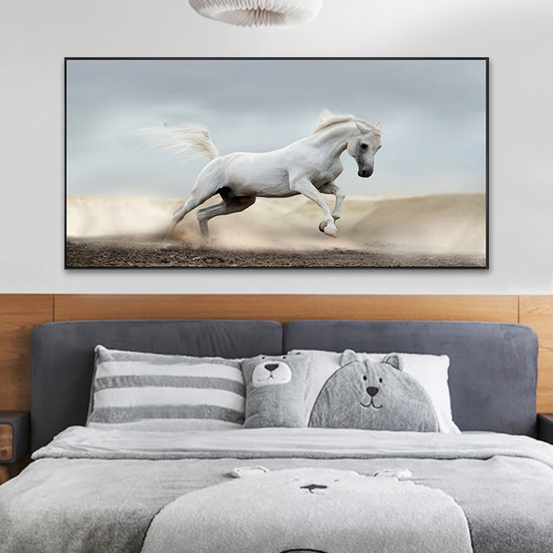 Modern Horse Wall Decor Boys Bedroom Canvas Art Print in Soft Color, Multiple Sizes Clearhalo 'Art Gallery' 'Canvas Art' 'Contemporary Art Gallery' 'Modern' Arts' 1761339