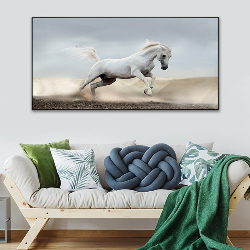 Modern Horse Wall Decor Boys Bedroom Canvas Art Print in Soft Color, Multiple Sizes Clearhalo 'Art Gallery' 'Canvas Art' 'Contemporary Art Gallery' 'Modern' Arts' 1761340