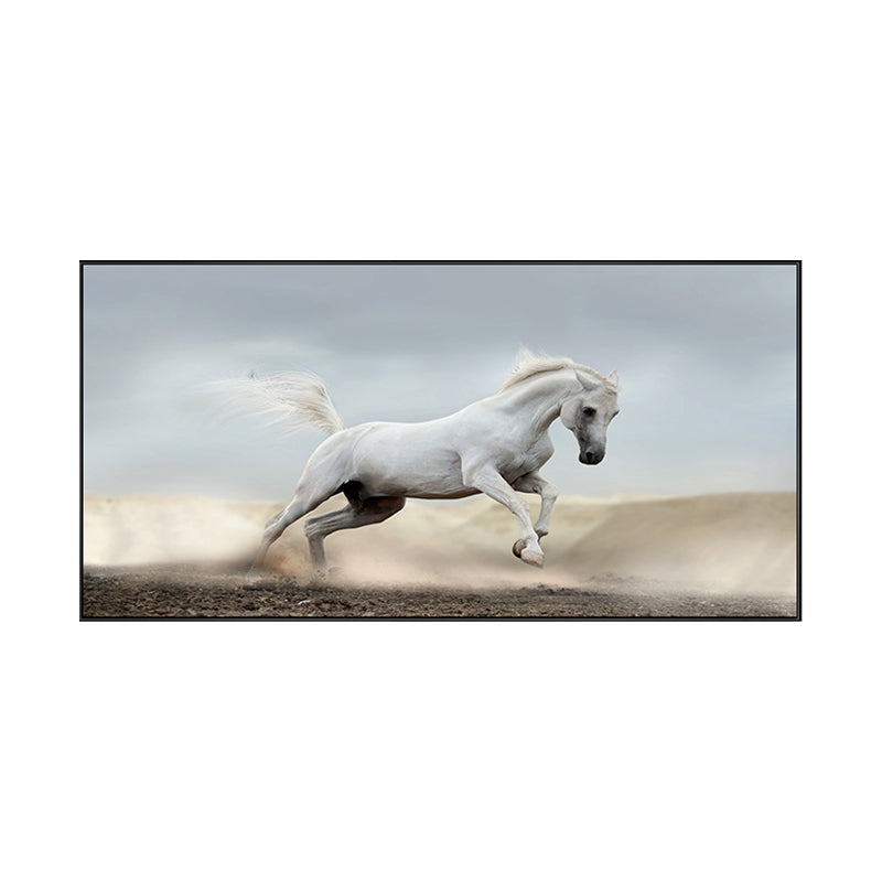 Modern Horse Wall Decor Boys Bedroom Canvas Art Print in Soft Color, Multiple Sizes Clearhalo 'Art Gallery' 'Canvas Art' 'Contemporary Art Gallery' 'Modern' Arts' 1761341