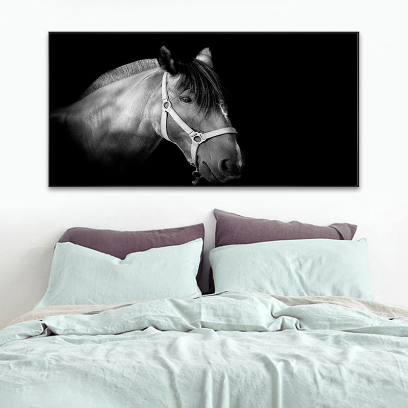 Modern Horse Wall Decor Boys Bedroom Canvas Art Print in Soft Color, Multiple Sizes Clearhalo 'Art Gallery' 'Canvas Art' 'Contemporary Art Gallery' 'Modern' Arts' 1761343