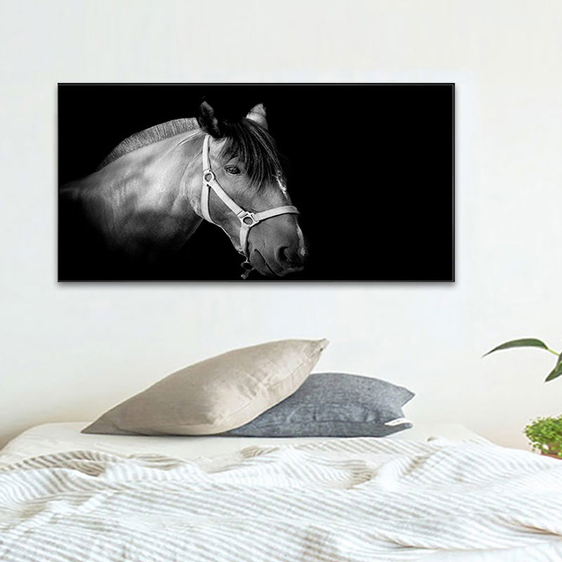 Modern Horse Wall Decor Boys Bedroom Canvas Art Print in Soft Color, Multiple Sizes Clearhalo 'Art Gallery' 'Canvas Art' 'Contemporary Art Gallery' 'Modern' Arts' 1761344