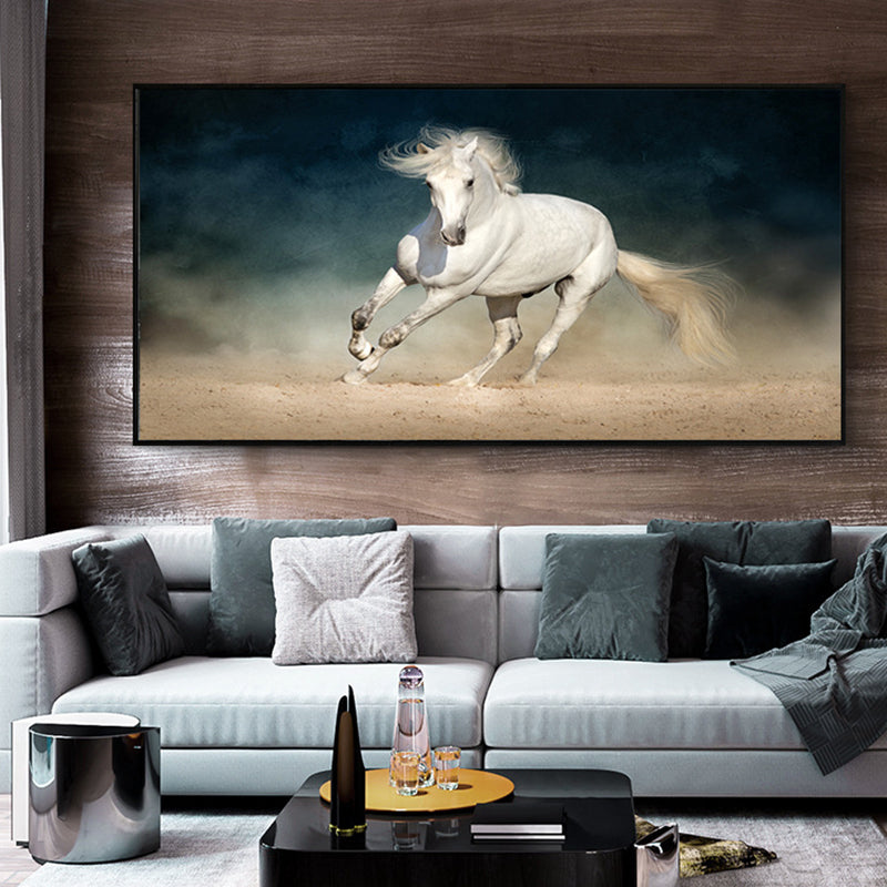 Modern Horse Wall Decor Boys Bedroom Canvas Art Print in Soft Color, Multiple Sizes Green Clearhalo 'Art Gallery' 'Canvas Art' 'Contemporary Art Gallery' 'Modern' Arts' 1761346