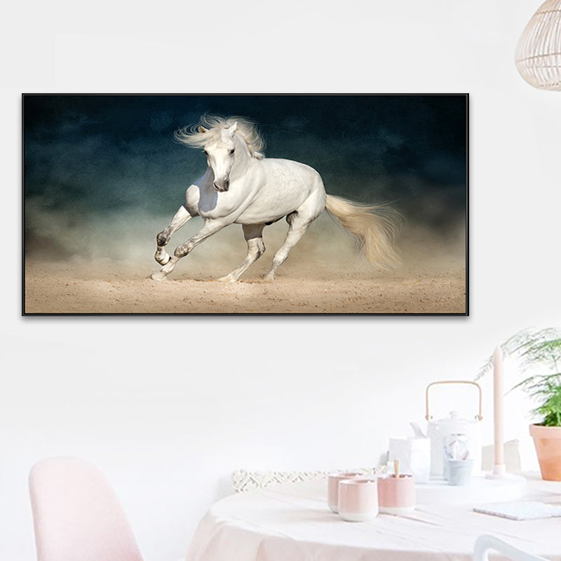 Modern Horse Wall Decor Boys Bedroom Canvas Art Print in Soft Color, Multiple Sizes Clearhalo 'Art Gallery' 'Canvas Art' 'Contemporary Art Gallery' 'Modern' Arts' 1761347