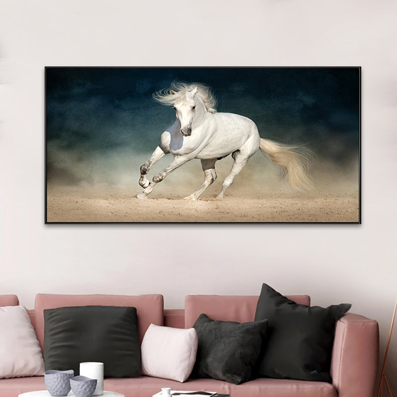 Modern Horse Wall Decor Boys Bedroom Canvas Art Print in Soft Color, Multiple Sizes Clearhalo 'Art Gallery' 'Canvas Art' 'Contemporary Art Gallery' 'Modern' Arts' 1761348
