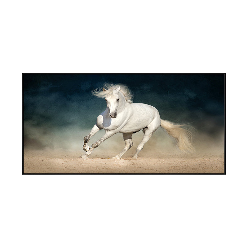 Modern Horse Wall Decor Boys Bedroom Canvas Art Print in Soft Color, Multiple Sizes Clearhalo 'Art Gallery' 'Canvas Art' 'Contemporary Art Gallery' 'Modern' Arts' 1761349
