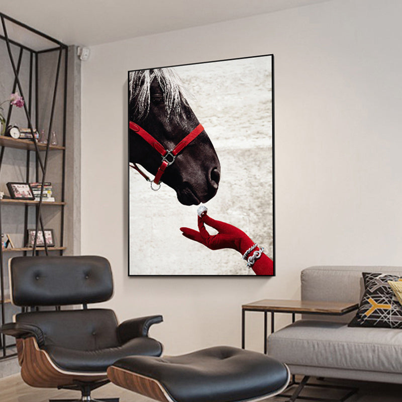 Contemporary Horse's Head View Painting Canvas Textured Brown Wall Art Decor for Guest Room Brown Clearhalo 'Art Gallery' 'Canvas Art' 'Contemporary Art Gallery' 'Modern' Arts' 1761350
