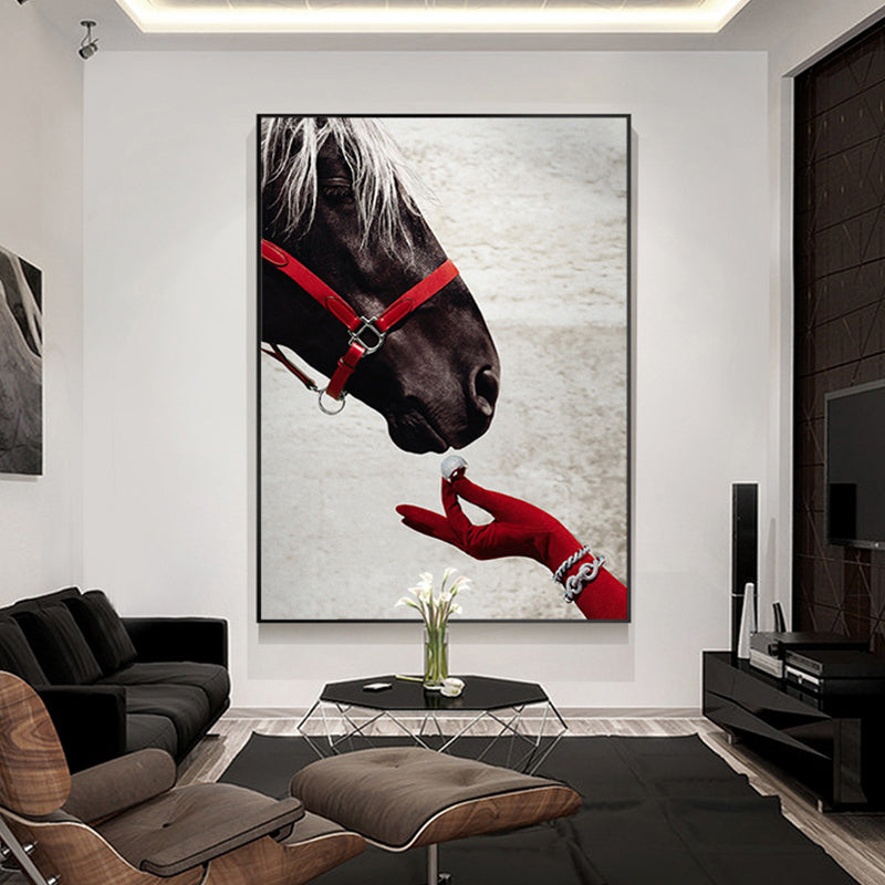 Contemporary Horse's Head View Painting Canvas Textured Brown Wall Art Decor for Guest Room Clearhalo 'Art Gallery' 'Canvas Art' 'Contemporary Art Gallery' 'Modern' Arts' 1761351
