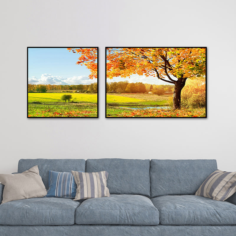 Beautiful Pastoral Landscape Art Print Bedroom Nature Scenery Wall Decor in Bright Color Clearhalo 'Art Gallery' 'Canvas Art' 'Contemporary Art Gallery' 'Modern' Arts' 1761358