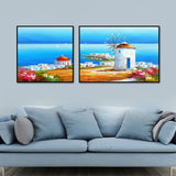 Beautiful Pastoral Landscape Art Print Bedroom Nature Scenery Wall Decor in Bright Color Blue Clearhalo 'Art Gallery' 'Canvas Art' 'Contemporary Art Gallery' 'Modern' Arts' 1761368