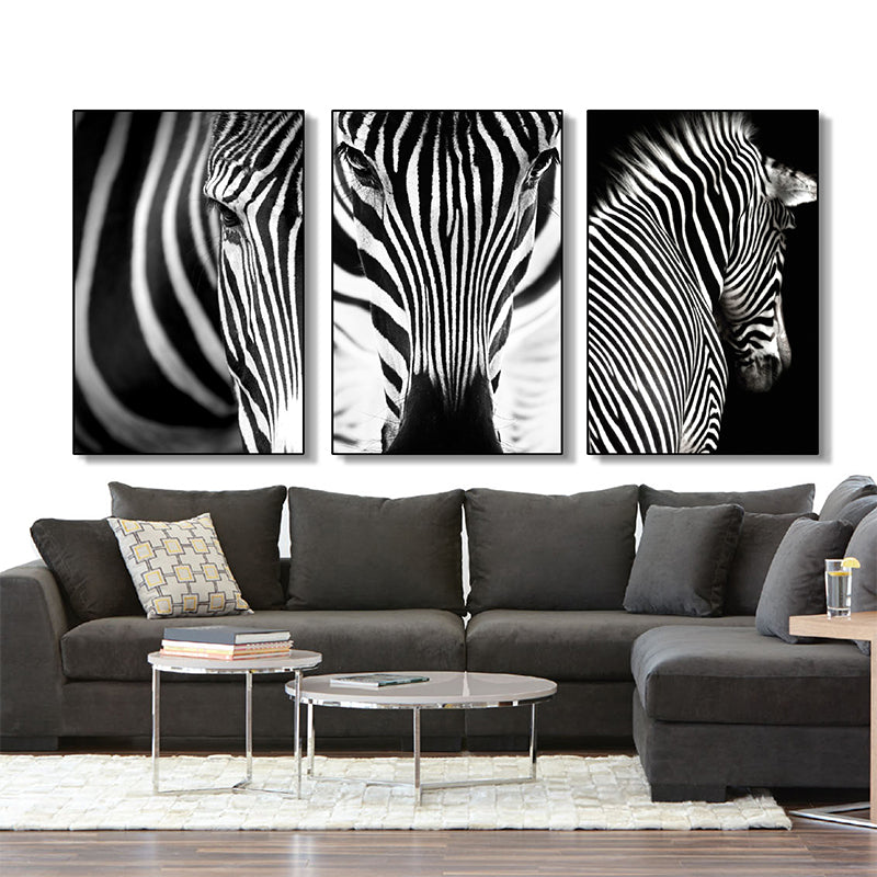Photography Zebra Canvas Wall Art Soft Color Vintage Style Painting for Living Room Clearhalo 'Arts' 'Canvas Art' 1761372