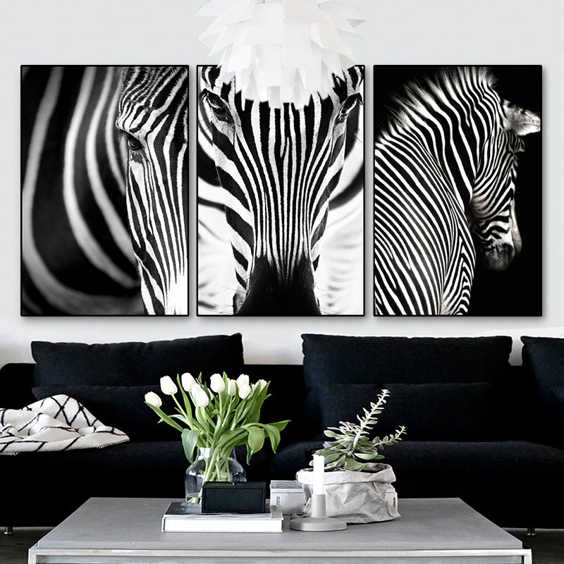 Photography Zebra Canvas Wall Art Soft Color Vintage Style Painting for Living Room Clearhalo 'Arts' 'Canvas Art' 1761373