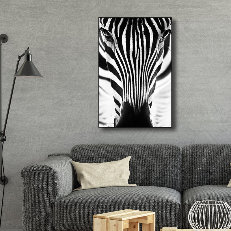 Photography Zebra Canvas Wall Art Soft Color Vintage Style Painting for Living Room Clearhalo 'Arts' 'Canvas Art' 1761379