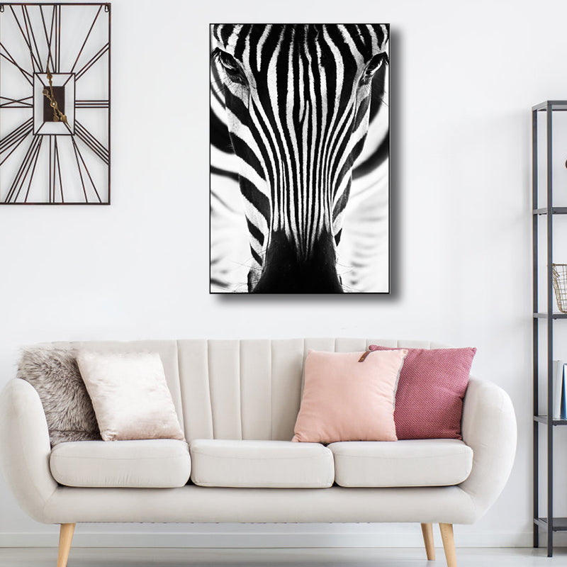 Photography Zebra Canvas Wall Art Soft Color Vintage Style Painting for Living Room Clearhalo 'Arts' 'Canvas Art' 1761380