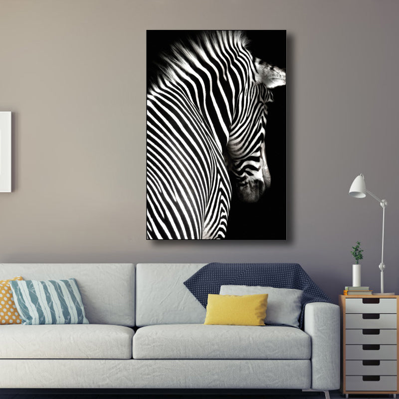 Photography Zebra Canvas Wall Art Soft Color Vintage Style Painting for Living Room Clearhalo 'Arts' 'Canvas Art' 1761383