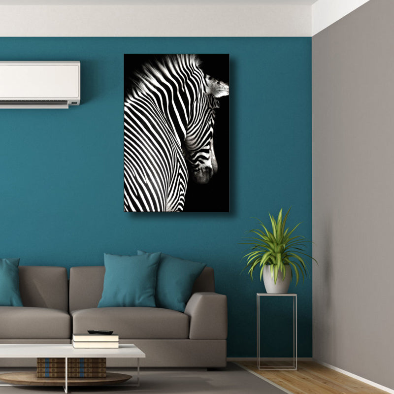Photography Zebra Canvas Wall Art Soft Color Vintage Style Painting for Living Room Clearhalo 'Arts' 'Canvas Art' 1761384
