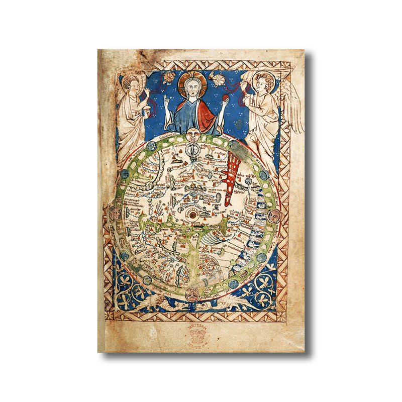 Religious World Map Painting in Blue Art Nouveau Style Wall Art Decor for Dining Room Clearhalo 'Arts' 'Canvas Art' 1761389