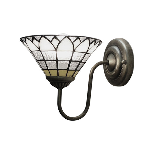 1 Head Wall Light Fixture Baroque Lotus Clear Dimple Glass Sconce Light for Hallway Clearhalo 'Industrial' 'Middle century wall lights' 'Tiffany wall lights' 'Tiffany' 'Wall Lamps & Sconces' 'Wall Lights' Lighting' 176138