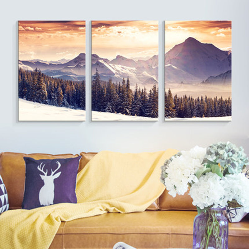 Modern Style Wall Art Print Light Color Natural Landscape Painting, Multiple Sizes Purple Clearhalo 'Art Gallery' 'Canvas Art' 'Contemporary Art Gallery' 'Modern' Arts' 1761411