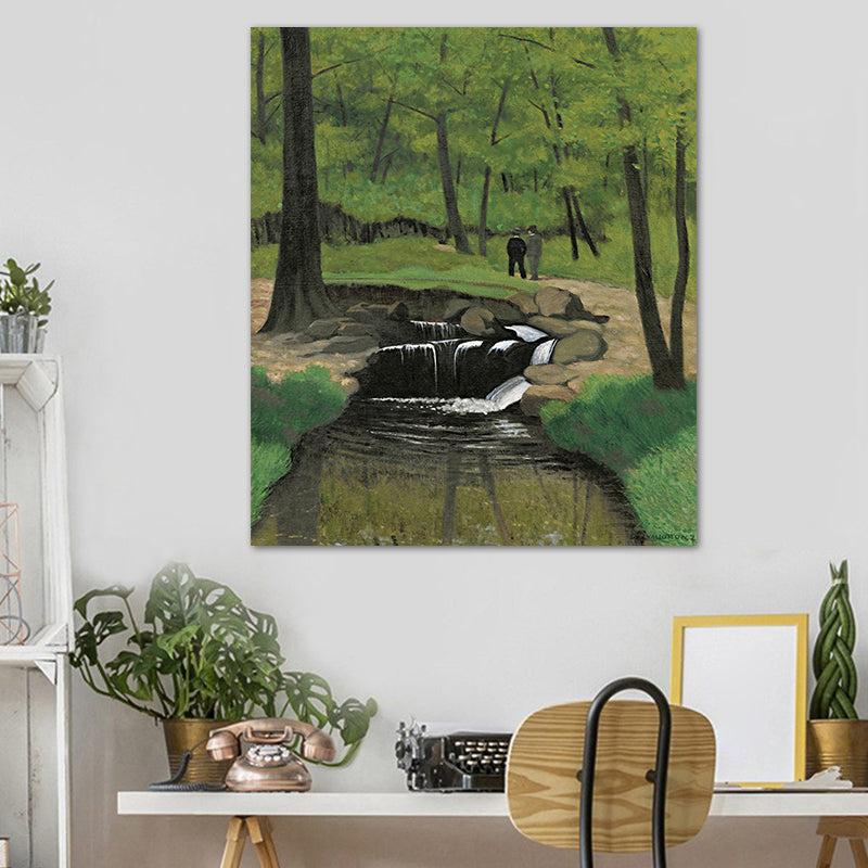 Green Botanics Canvas Art Forest Creek Nordic Textured Wall Decor for Sitting Room Green 12" x 16" Clearhalo 'Arts' 'Canvas Art' 1761441