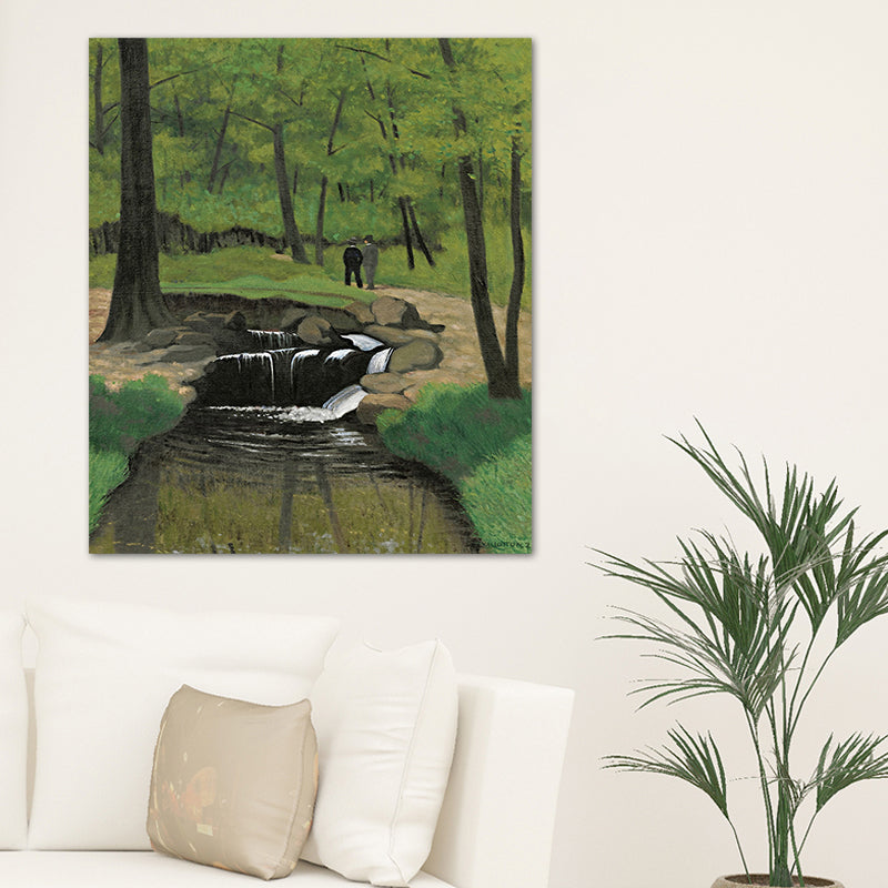 Green Botanics Canvas Art Forest Creek Nordic Textured Wall Decor for Sitting Room Clearhalo 'Arts' 'Canvas Art' 1761443