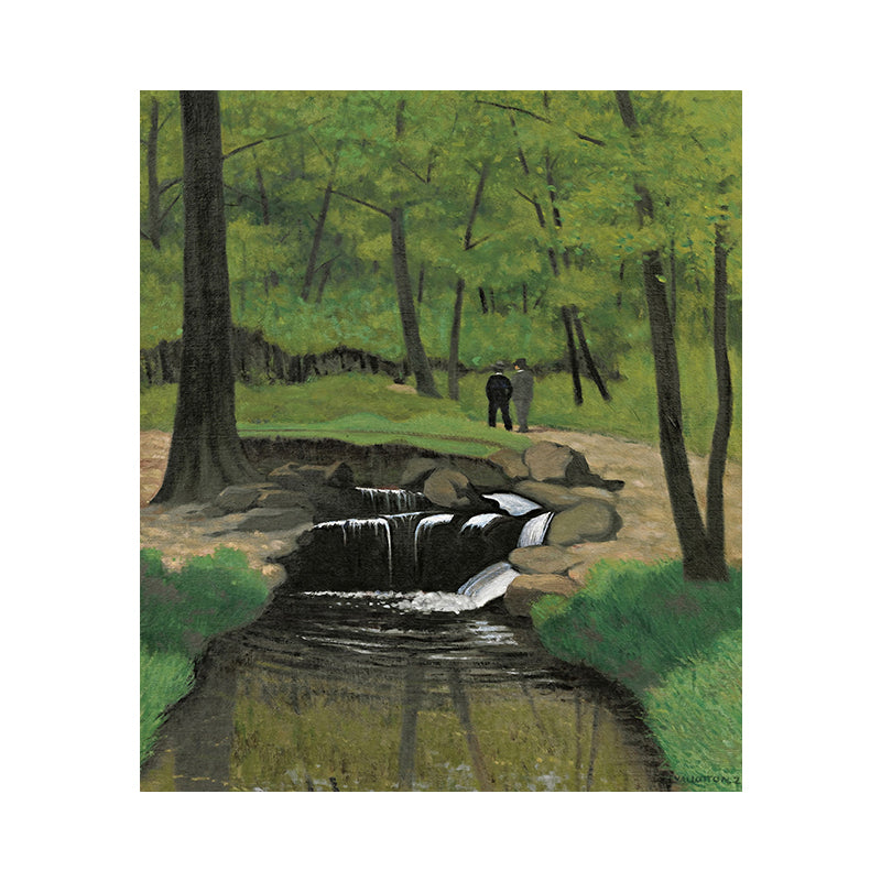 Green Botanics Canvas Art Forest Creek Nordic Textured Wall Decor for Sitting Room Clearhalo 'Arts' 'Canvas Art' 1761444