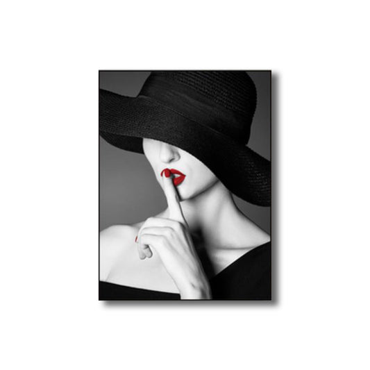 Glam Photo Model Canvas Art Dark Color Fashion Wall Decor for Girls Bedroom, Textured