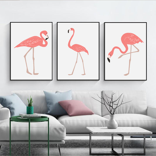 Tropical Animal Flamingo Art Print Kids Canvas Wall Decor in Pink for Girls Bedroom Dark Pink Clearhalo 'Art Gallery' 'Canvas Art' 'Kids' Arts' 1761463