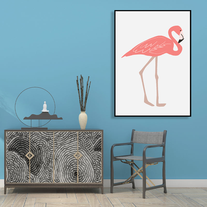 Tropical Animal Flamingo Art Print Kids Canvas Wall Decor in Pink for Girls Bedroom Clearhalo 'Art Gallery' 'Canvas Art' 'Kids' Arts' 1761465