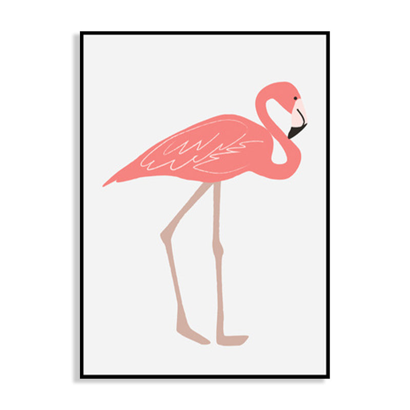 Tropical Animal Flamingo Art Print Kids Canvas Wall Decor in Pink for Girls Bedroom Clearhalo 'Art Gallery' 'Canvas Art' 'Kids' Arts' 1761466