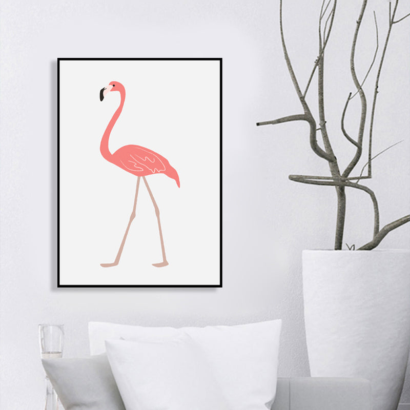 Tropical Animal Flamingo Art Print Kids Canvas Wall Decor in Pink for Girls Bedroom Pink Clearhalo 'Art Gallery' 'Canvas Art' 'Kids' Arts' 1761470